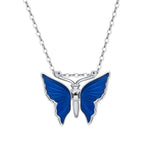 Colar borboleta azul-marinho prata