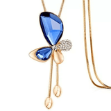 Colar borboleta comprido azul