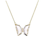 Colar borboleta vidro branco