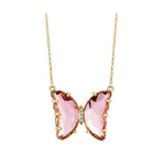 Colar borboleta vidro cor-de-rosa