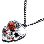 Colar caveira e flor de rosa valor por defeito título