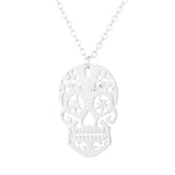 Colar caveira mexicana prata