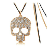Colar caveira strass ouro