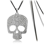 Colar caveira strass prata