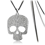 Colar caveira strass prata