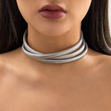 Colar choker design original prata