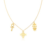 Colar com 3 cruzes ouro