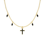 Colar com cruz preta ouro