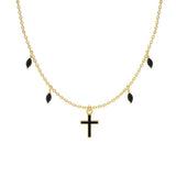 Colar com cruz preta ouro