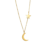 Colar com estrela e lua dourado