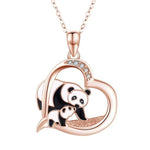 Colar coração panda ouro rosa