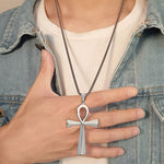 Colar cruz ankh prata