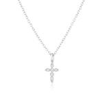 Colar cruz de diamantes oval para mulher prata