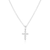 Colar cruz de diamantes oval para mulher prata