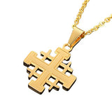 Colar cruz de jerusalém aço inoxidável valor por defeito título