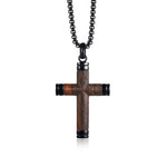 Colar cruz de madeira preto