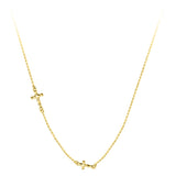 Colar cruz dupla horizontal ouro