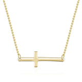 Colar cruz lateral ouro