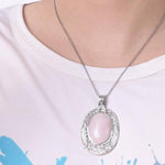 Colar de quartzo rosa oval