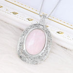 Colar de quartzo rosa oval