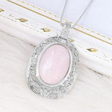 Colar de quartzo rosa oval
