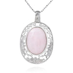 Colar de quartzo rosa oval sem corrente