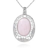 Colar de quartzo rosa oval sem corrente