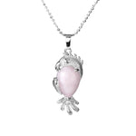 Colar de quartzo rosa pequeno a cadeia