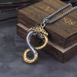 Colar dragão infinito dourado / 50 cm
