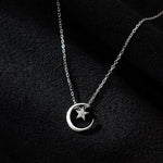 Colar elegante lua e estrela prata