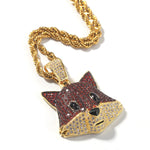 Colar emoji raposa ouro / corrente cubana / 45 cm