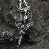 Colar espada viking ragnarok lobos valor por defeito título