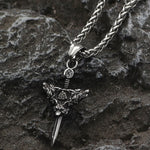 Colar espada viking ragnarok lobos valor por defeito título