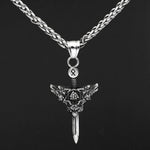 Colar espada viking ragnarok lobos valor por defeito título