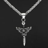 Colar espada viking ragnarok lobos valor por defeito título