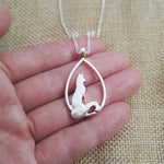 Colar feminino raposa banhado a prata