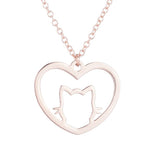 Colar gato forma de coração ouro rosa