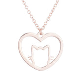 Colar gato forma de coração ouro rosa