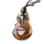 Colar obsidiana raposa da sorte colar de pérolas