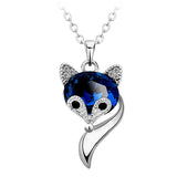 Colar raposa cristal azul ouro branco