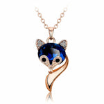 Colar raposa cristal azul ouro rosa