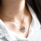 Colar raposa cristal azul