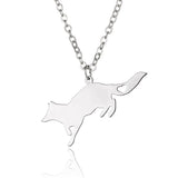 Colar raposa metal prata platina