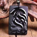Colar raposa obsidiana obsidiana