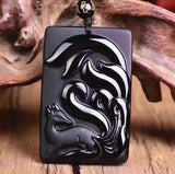 Colar raposa obsidiana obsidiana
