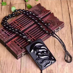 Colar raposa obsidiana obsidiana