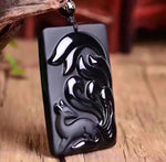Colar raposa obsidiana obsidiana