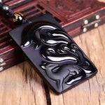 Colar raposa obsidiana obsidiana