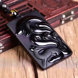 Colar raposa obsidiana obsidiana
