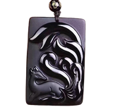 Colar raposa obsidiana obsidiana